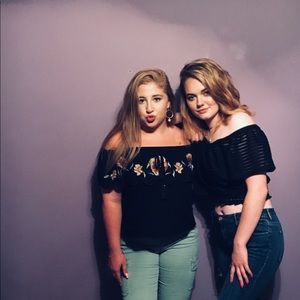 Off the shoulder embroidered crop top